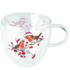 Двустенна стъклена чаша Christmas robins white